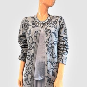 CLASSIC ELEMENTS Metallic Knit Cardigan Dark Florals